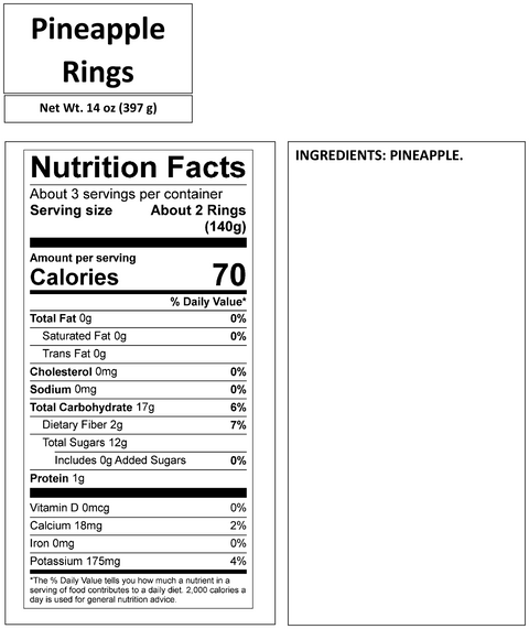 PINEAPPLE RINGS 14 OZ (2-3 Servings)