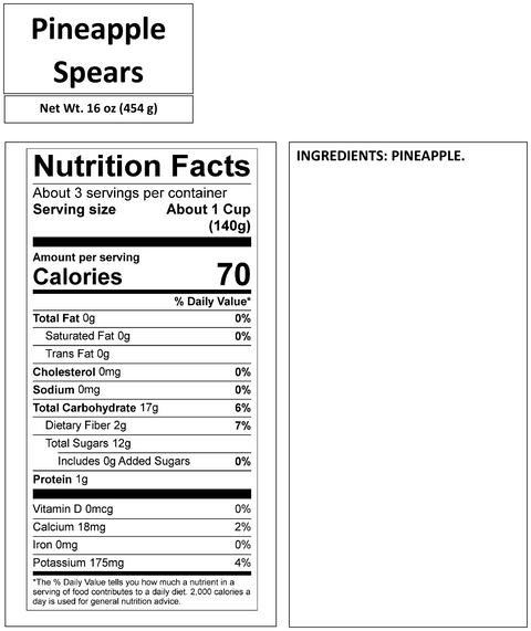 PINEAPPLE SPEARS 16 OZ