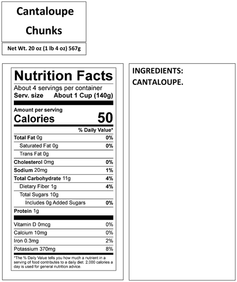 CANTALOUPE CHUNKS 6oz, 12oz, 20oz