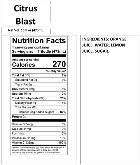 CITRUS BLAST (ORANGE JUICE/LEMONADE) 16 OZ
