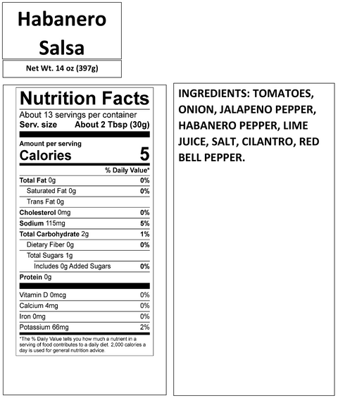 HABANERO SALSA 14oz