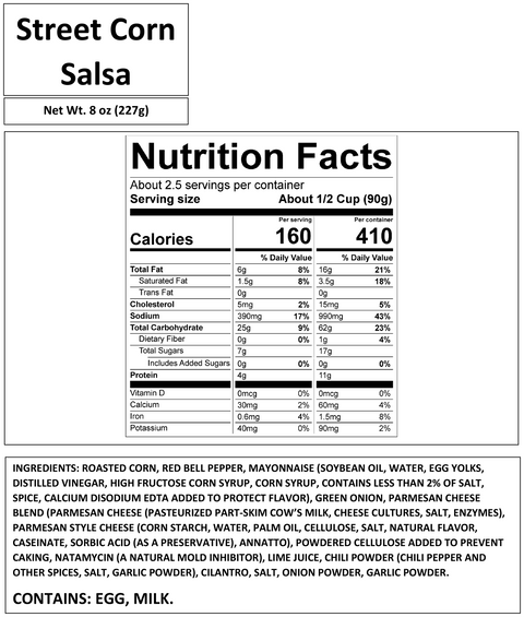 ROASTED STREET CORN SALSA 8 OZ