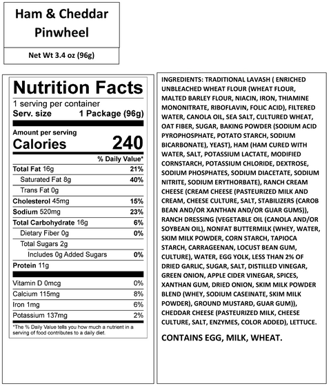 HAM & CHEESE PINWHEEL 3.4 OZ