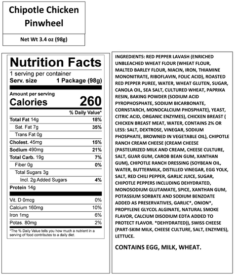 CHIPOTLE CHICKEN PINWHEEL 3.4 OZ
